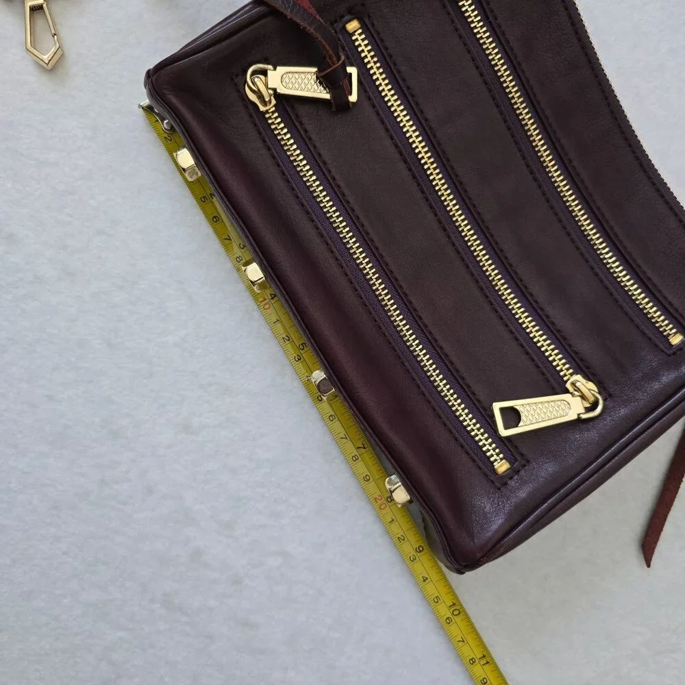 Rebecca Minkoff Maroon Leather Crossbody Bag Gold Chain Strap Zipper FLAW
